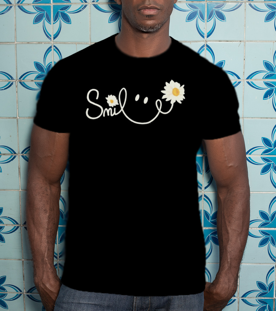 Smile Daisy Flower Icon With Happy Face T-Shirt