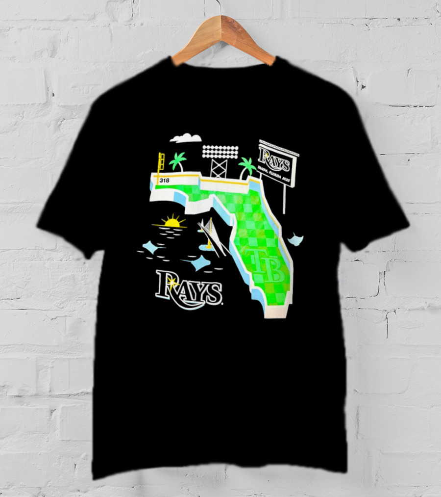 Tampa Bay Rays Florida Map TB Stadium Palms And Sunshine T-Shirt