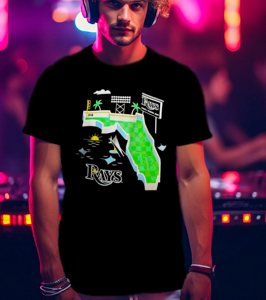 Tampa Bay Rays Florida Map TB Stadium Palms And Sunshine T-Shirt