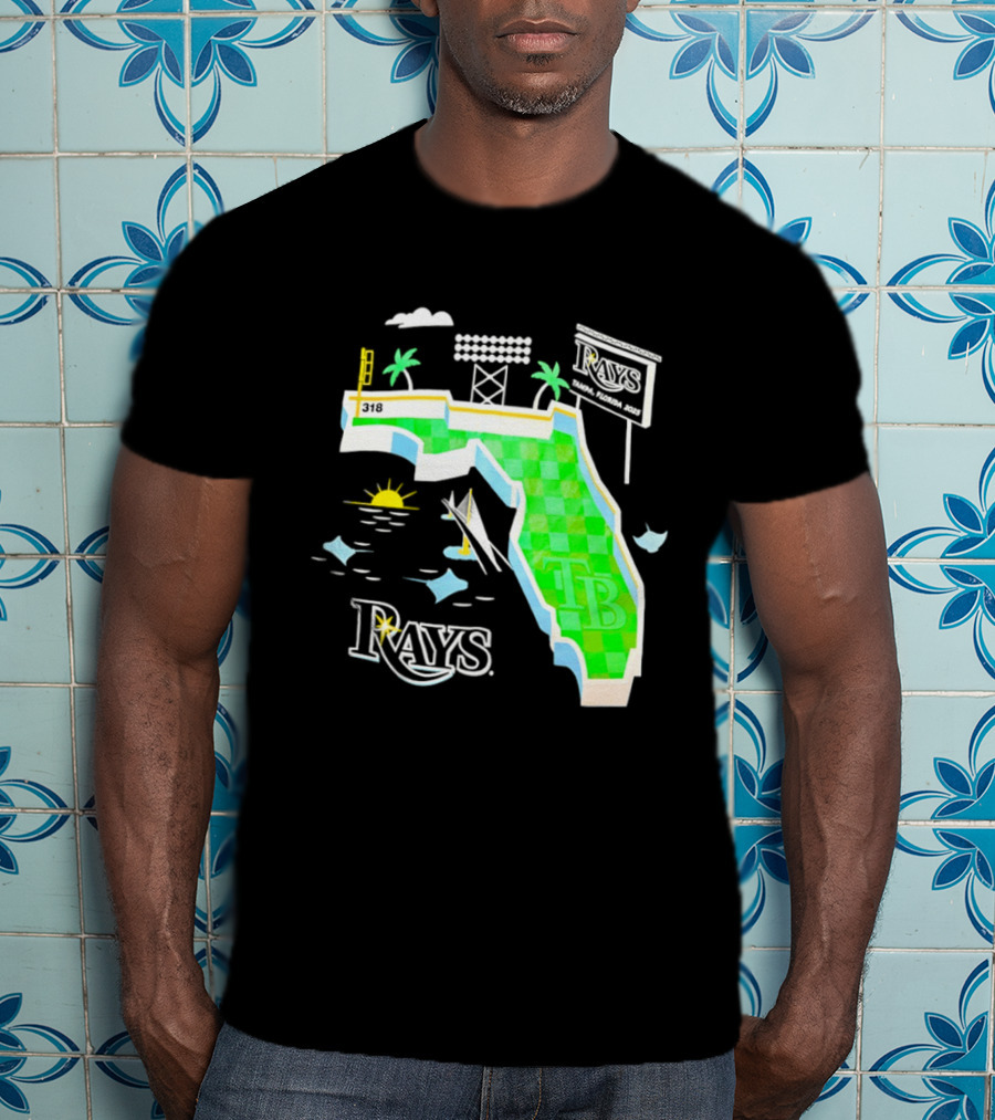 Tampa Bay Rays Florida Map TB Stadium Palms And Sunshine T-Shirt