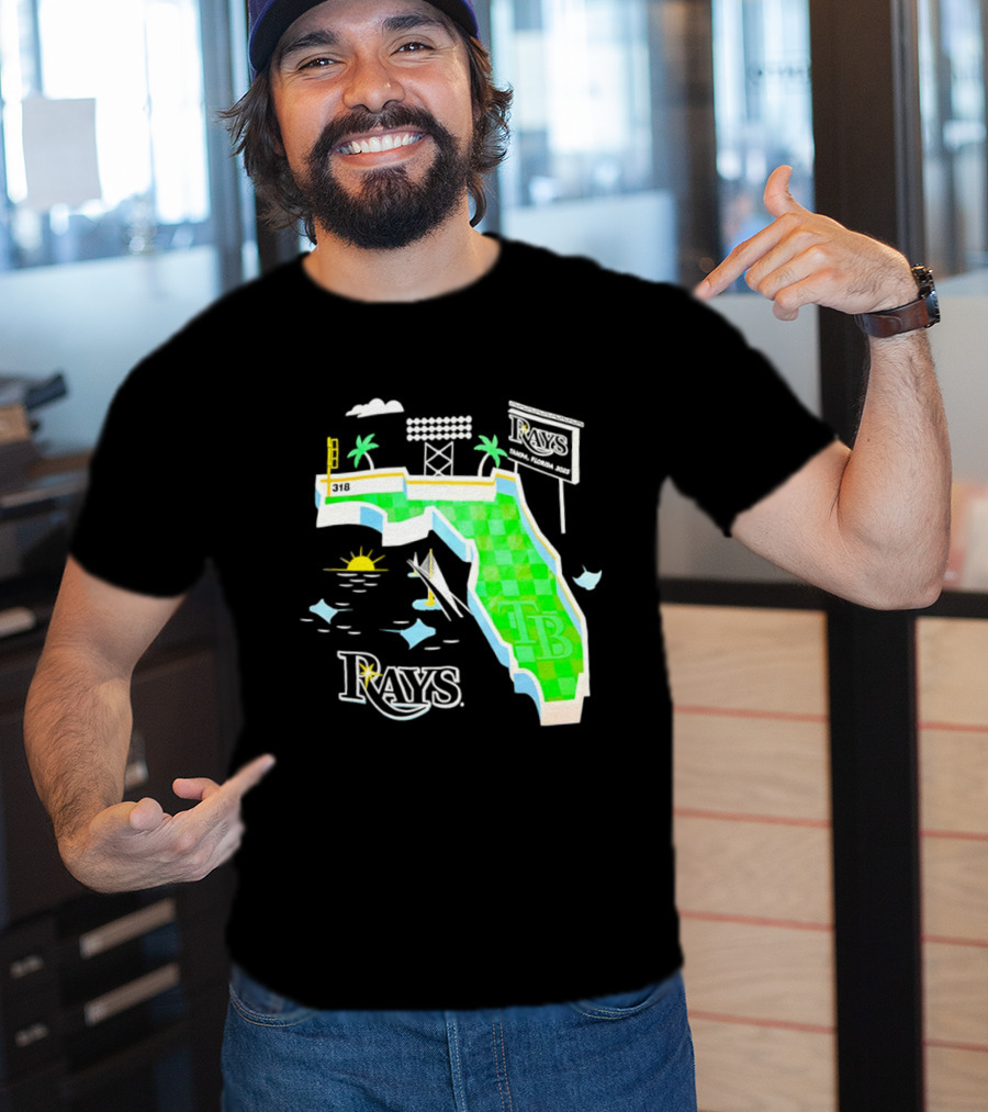 Tampa Bay Rays Florida Map TB Stadium Palms And Sunshine T-Shirt