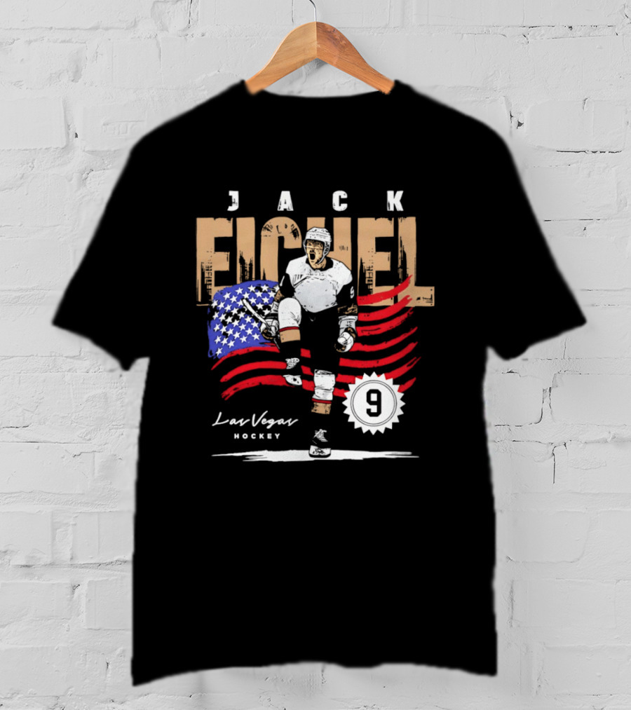 Jack Eichel 9 USA Flag Las Vegas Hockey 2026 T-Shirt