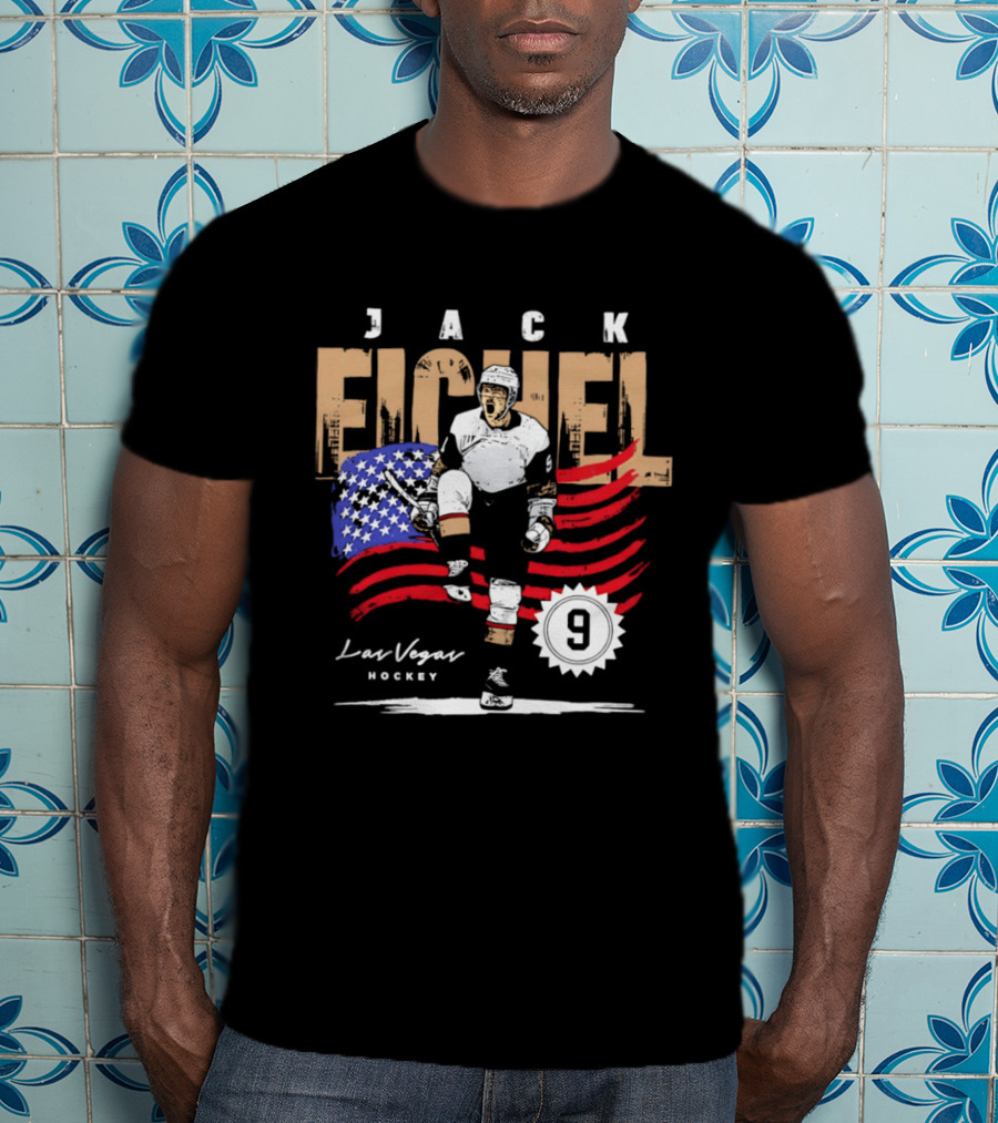 Jack Eichel 9 USA Flag Las Vegas Hockey 2026 T-Shirt
