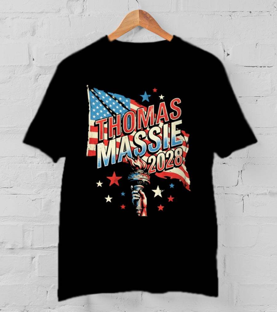 Thomas Massie 2028 American Flag Liberty Torch Stars T-Shirt