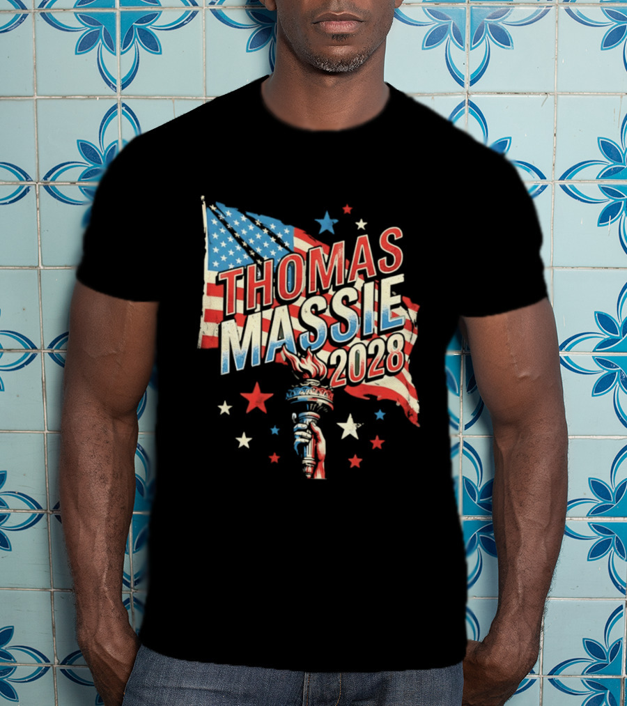 Thomas Massie 2028 American Flag Liberty Torch Stars T-Shirt