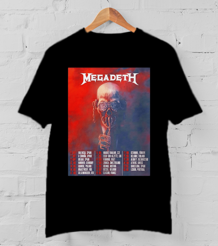 Megadeth 2026 Farewell Tour Europe Dates And Venues T-Shirt