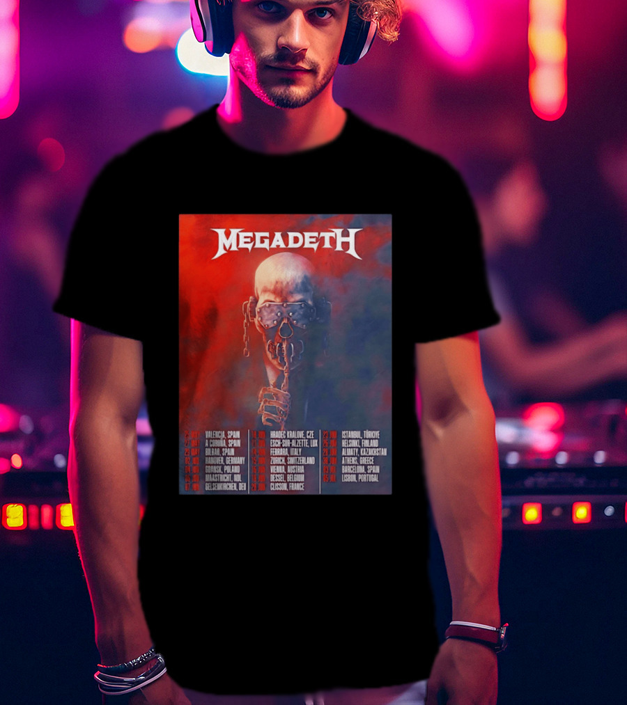 Megadeth 2026 Farewell Tour Europe Dates And Venues T-Shirt