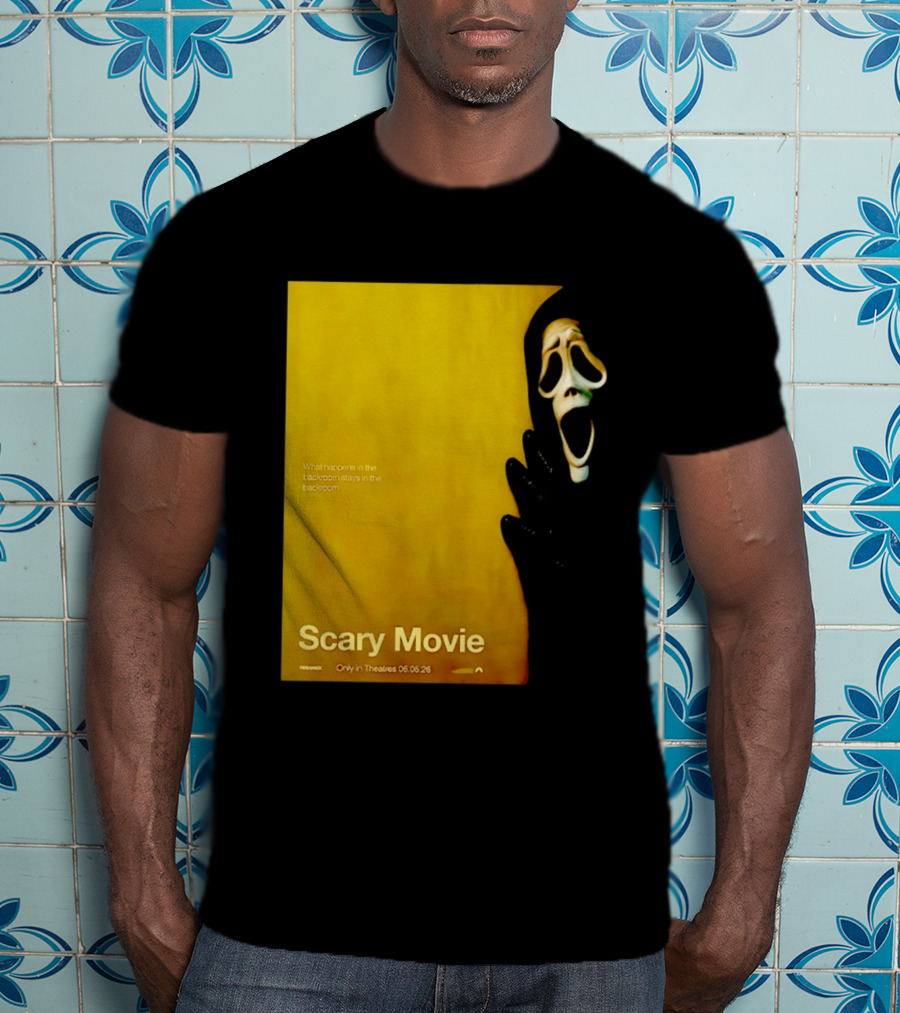 What Happens In The Backroom Stays In The Backroom Scary Movie 6 Backrooms Only In Theatres 06.05.26 T-Shirt