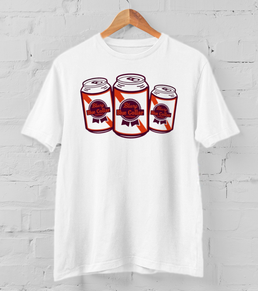 Blacksburg Virginia Tech University Hokies Bburg Blue Collar Football ACC Cans T-Shirt