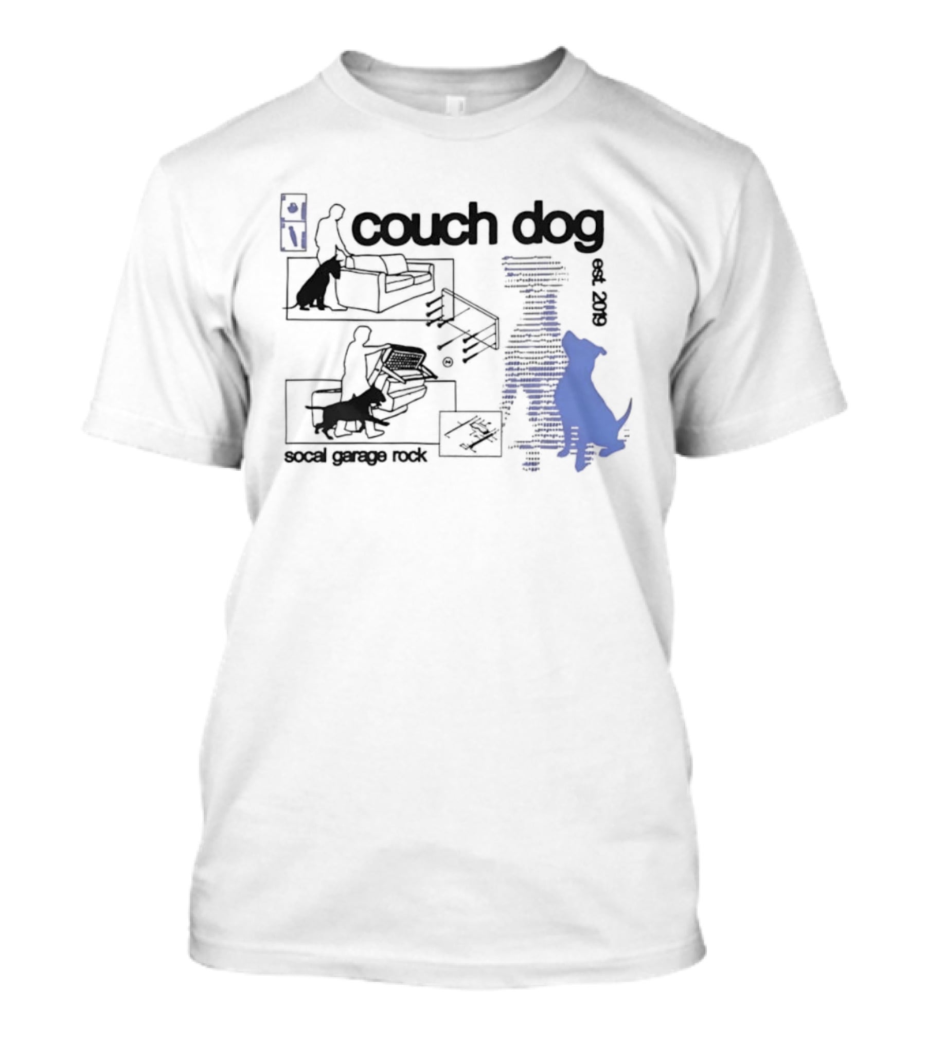 Couch Dog Bull Terrier Socal Garage Rock Est 2019 T-Shirt