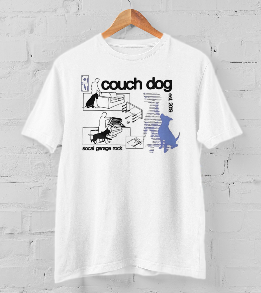 Couch Dog Bull Terrier Socal Garage Rock Est 2019 T-Shirt