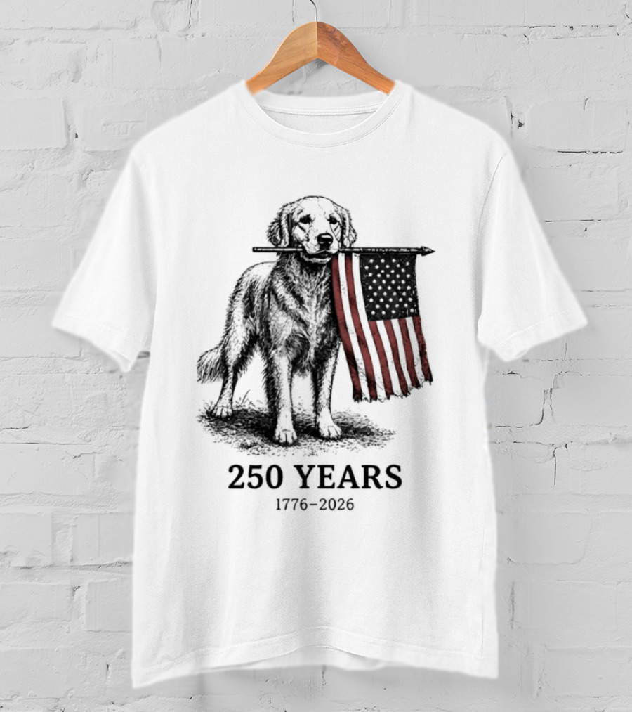 Golden Retriever American Flag 250 Years 1776 2026 T-Shirt
