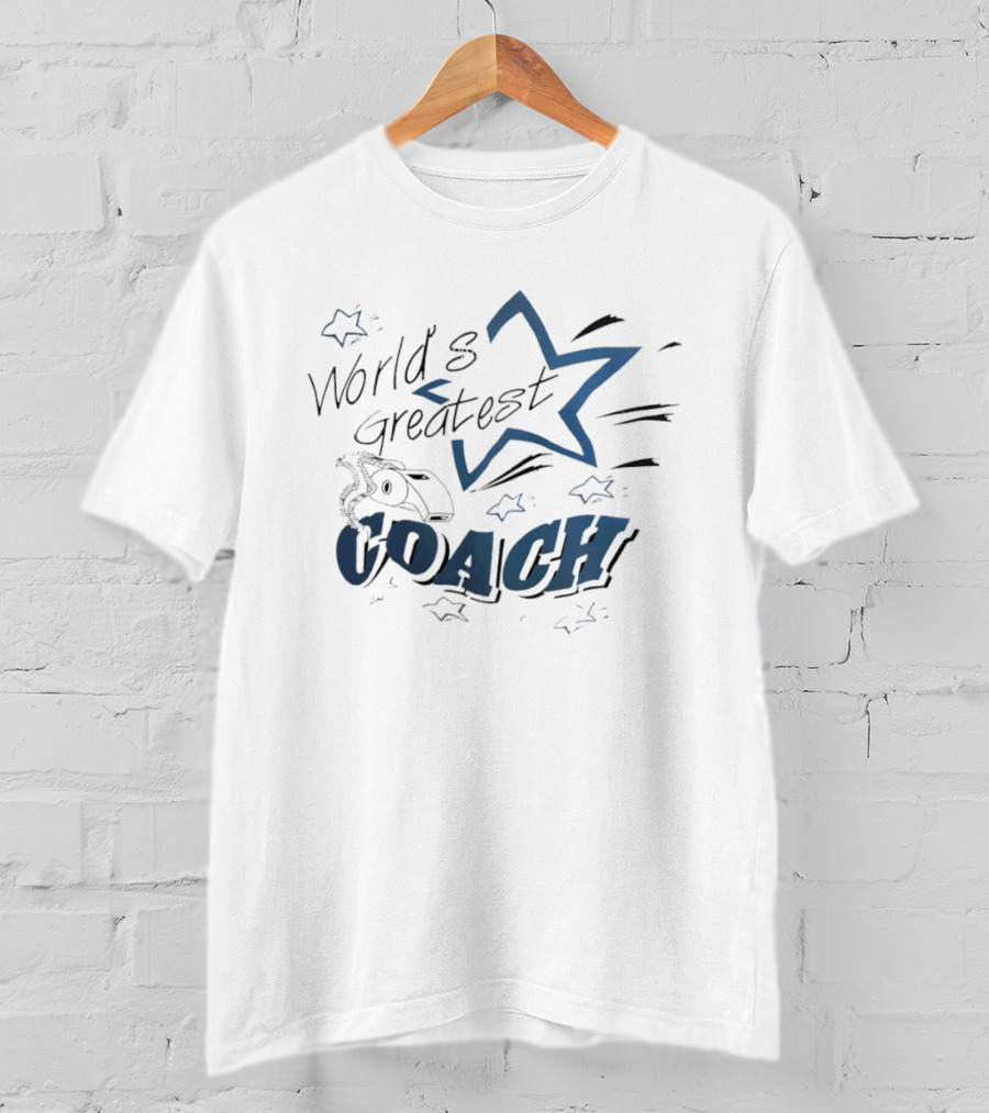 World's Greatest Coach Whistle Star Accents T-Shirt