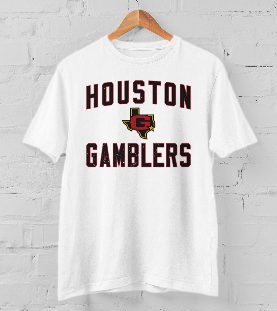 Houston Gamblers Jim Kelly Ricky Sanders USFL Texas Astrodome Team Gear T-Shirt