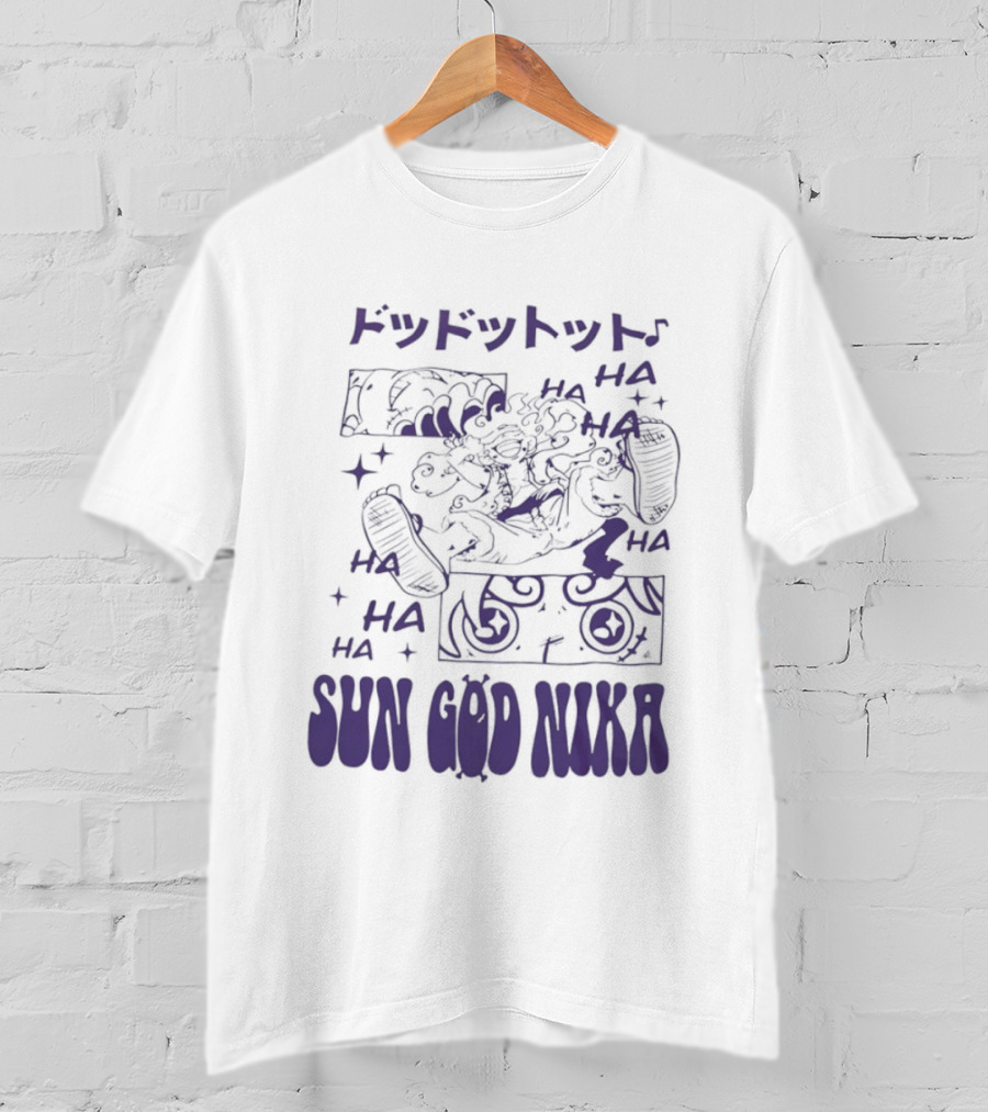 Monkey D Luffy Sun God Nika Laugh One Piece Joyful Image T-Shirt