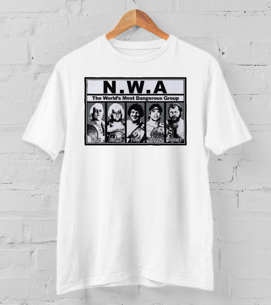 NWA The World's Most Dangerous Group Flair Dusty Funk Dragon Harley T-Shirt