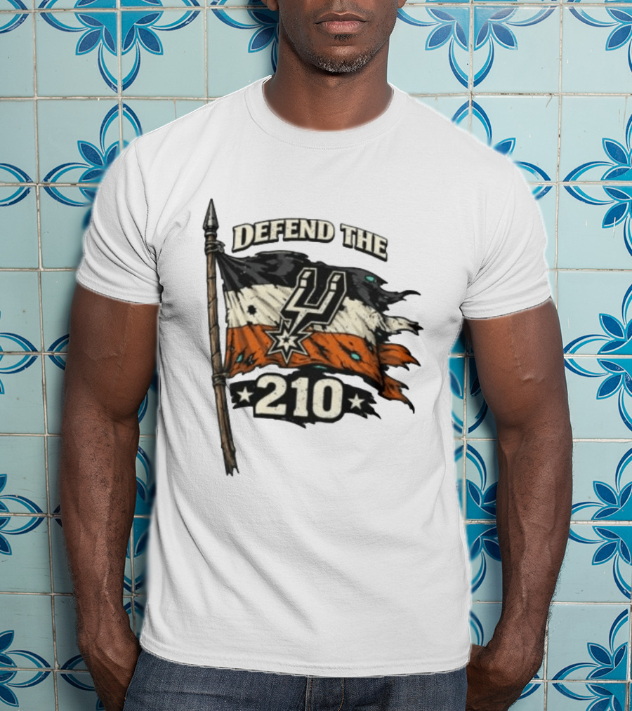 Defend The 210 Spurs Basketball Flag Banner T-Shirt