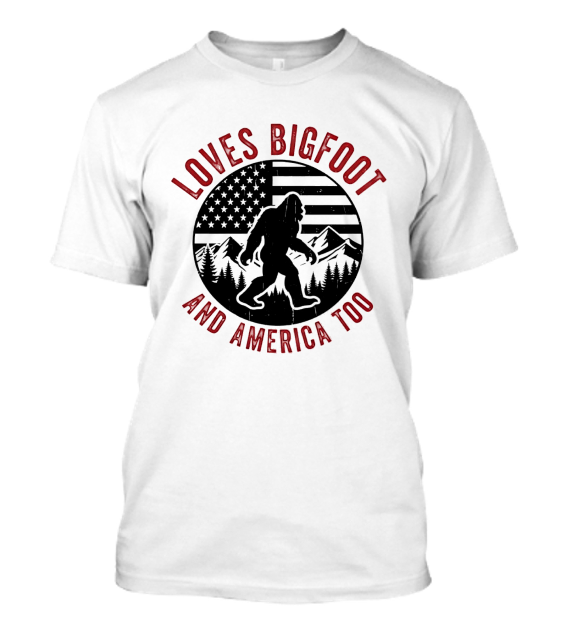 Sasquatch Cryptozoology America Loves Bigfoot And United States Too T-Shirt