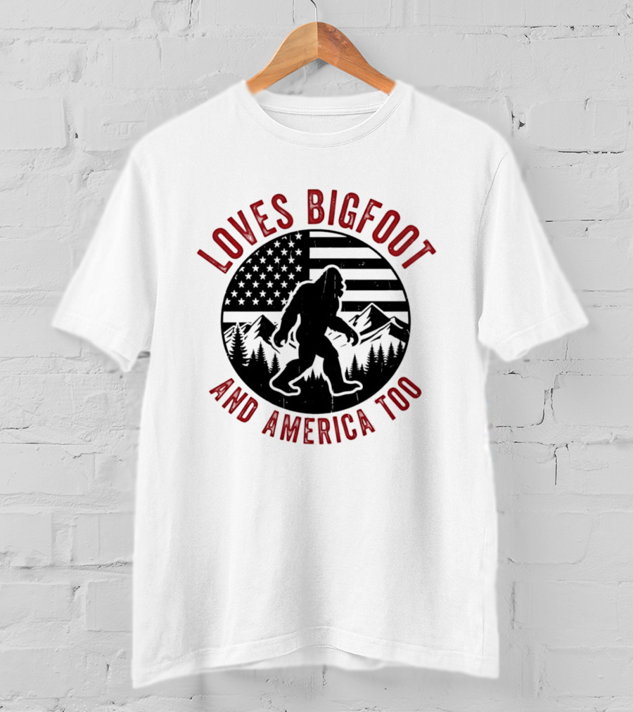 Sasquatch Cryptozoology America Loves Bigfoot And United States Too T-Shirt