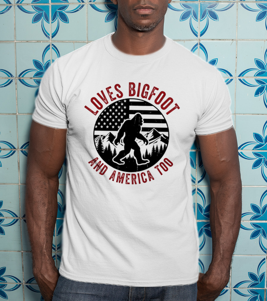 Sasquatch Cryptozoology America Loves Bigfoot And United States Too T-Shirt