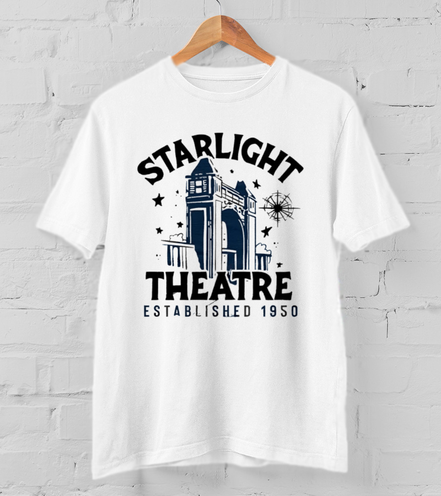 Starlight Theatre Established 1950 Vintage Architectural Landmark With Stars And Tower Scene T-Shirt