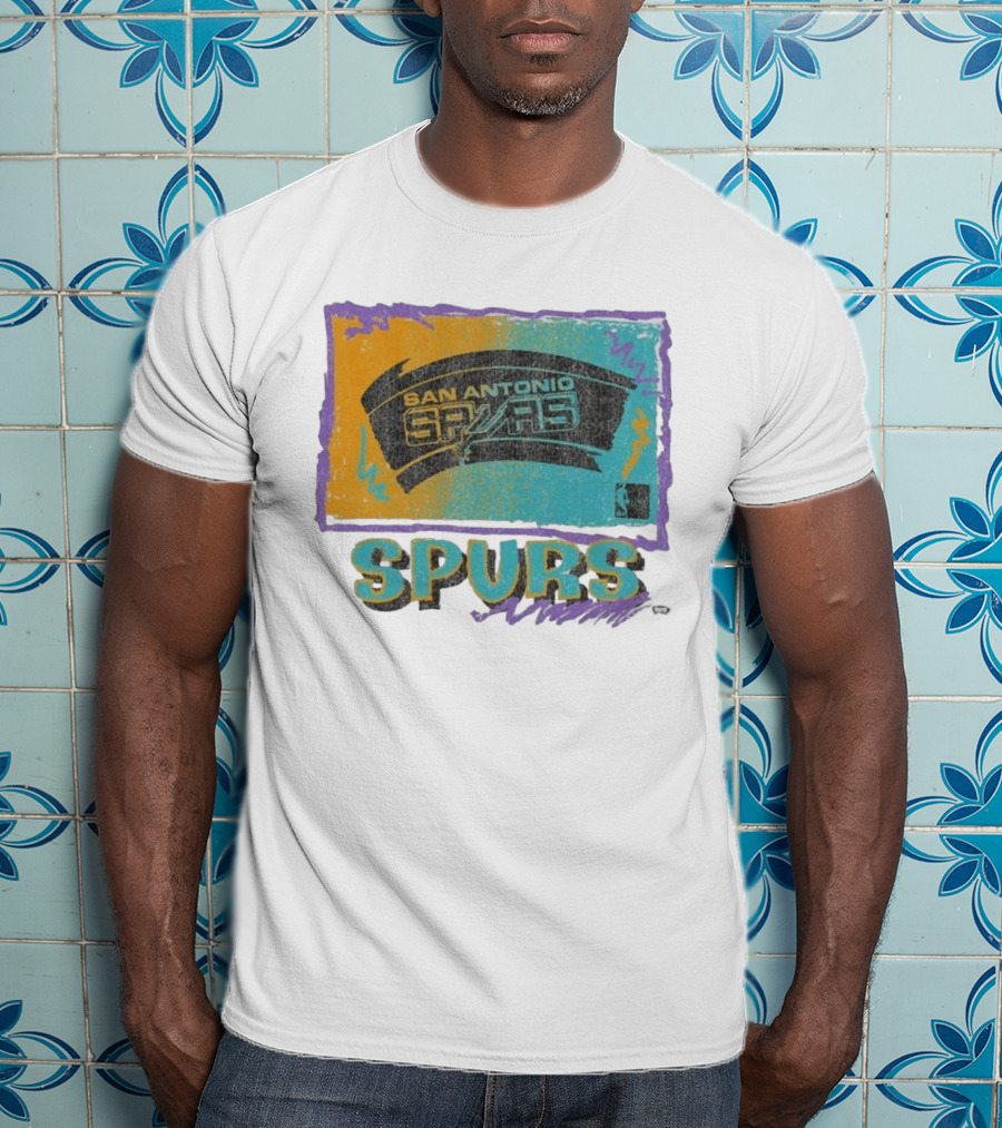 San Antonio Spurs White Surf Foundation Retro Colorful NBA T-Shirt