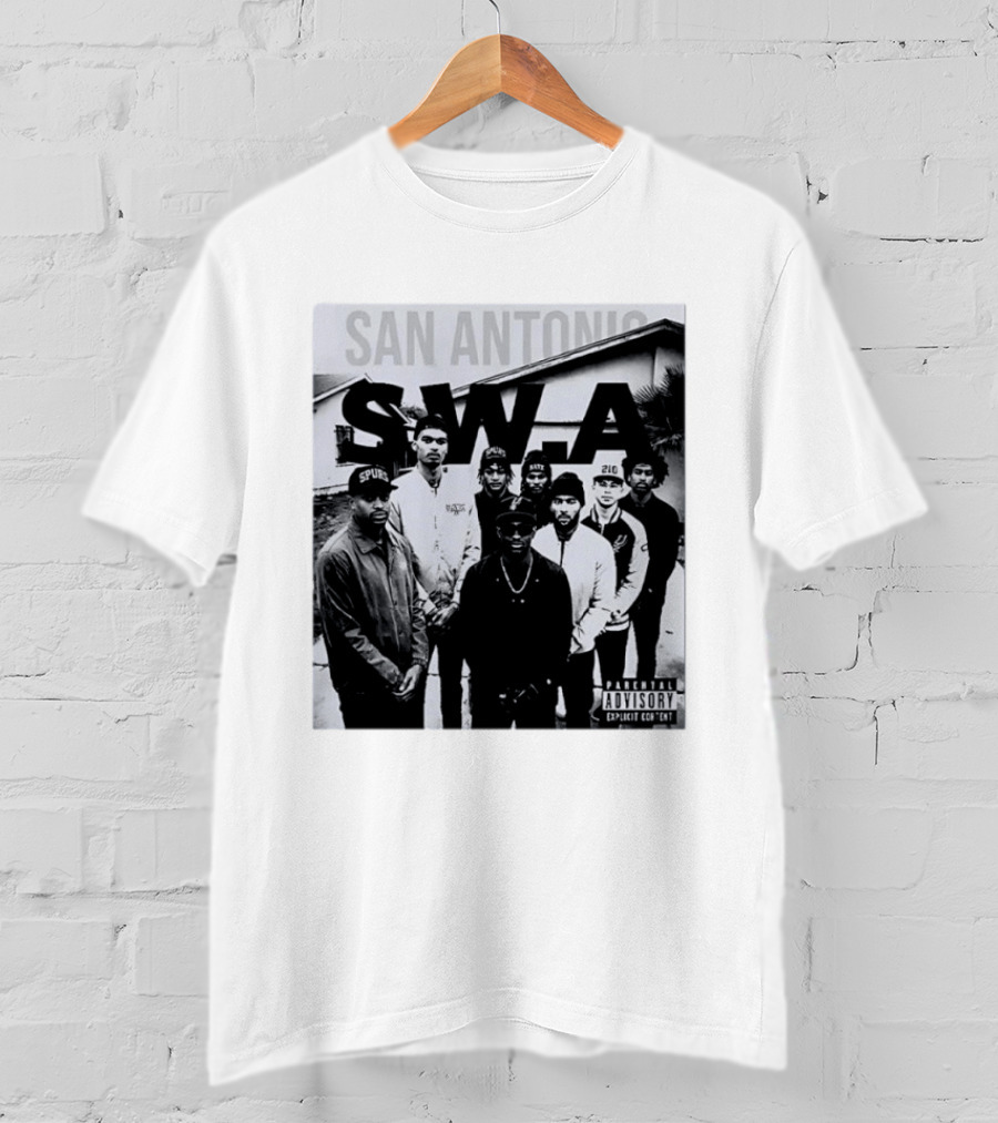 San Antonio Swa Paradvisory Explicit Content 210 Spurs Black And White Group T-Shirt