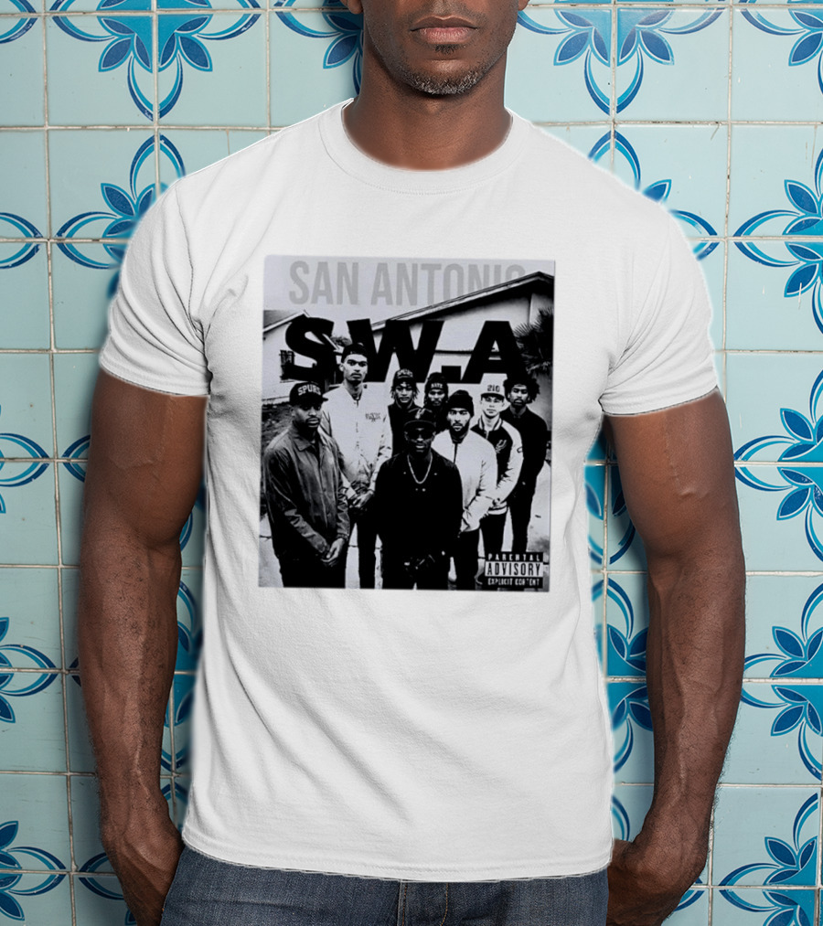 San Antonio Swa Paradvisory Explicit Content 210 Spurs Black And White Group T-Shirt