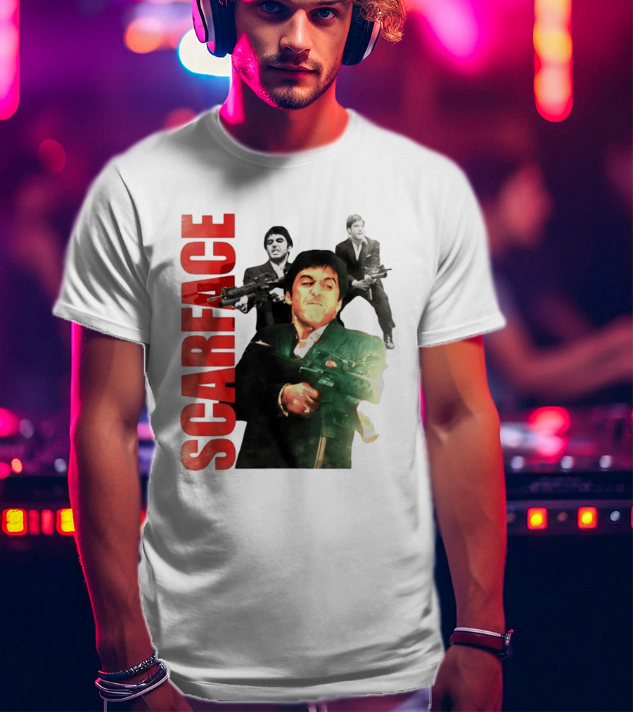 Scarface Tony Montana Al Pacino 1983 Miami Iconic Movie Moment T-Shirt