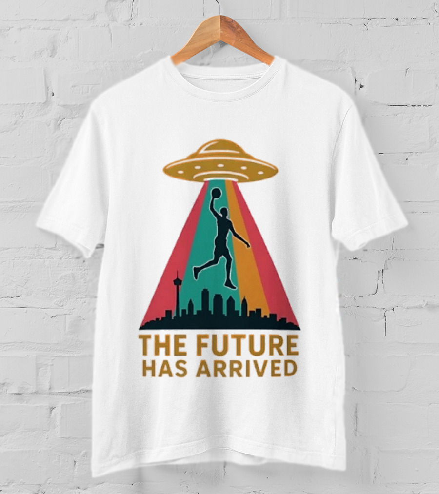 Victor Wembanyama San Antonio Spurs NBA The Future Has Arrived UFO Skyline T-Shirt