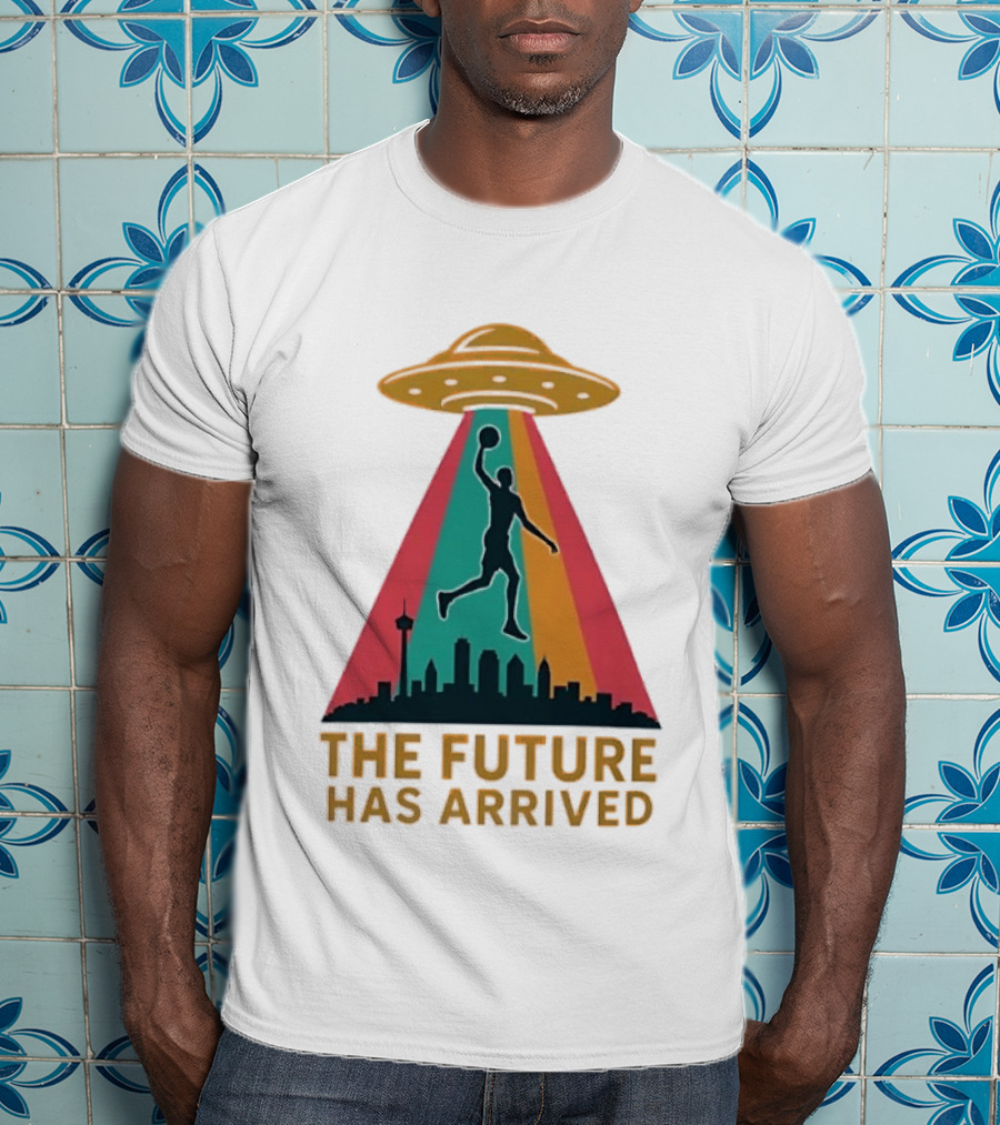 Victor Wembanyama San Antonio Spurs NBA The Future Has Arrived UFO Skyline T-Shirt