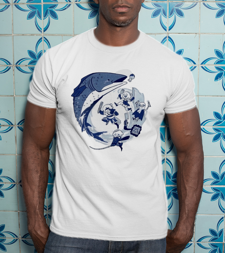 NieR Automata 2B Fishing Cooking Game Characters Wave T-Shirt