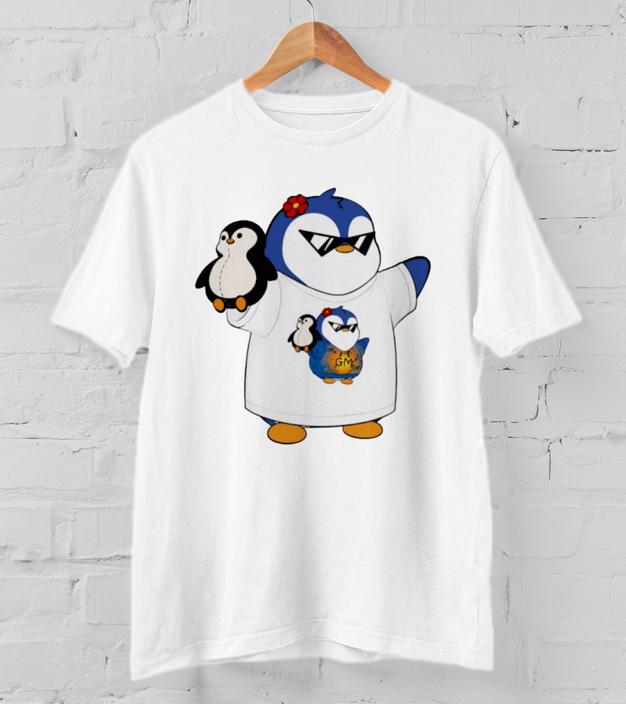 GM Penguin Sunglasses Flower Holding Plush Smaller GM Penguin T-Shirt