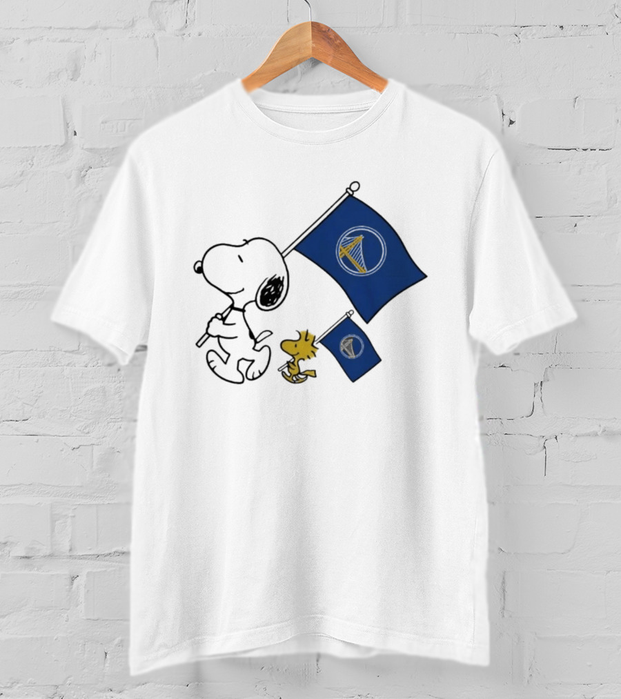 Golden State Warriors Snoopy Woodstock Flag Peanuts Comic Basketball Collaboration T-Shirt