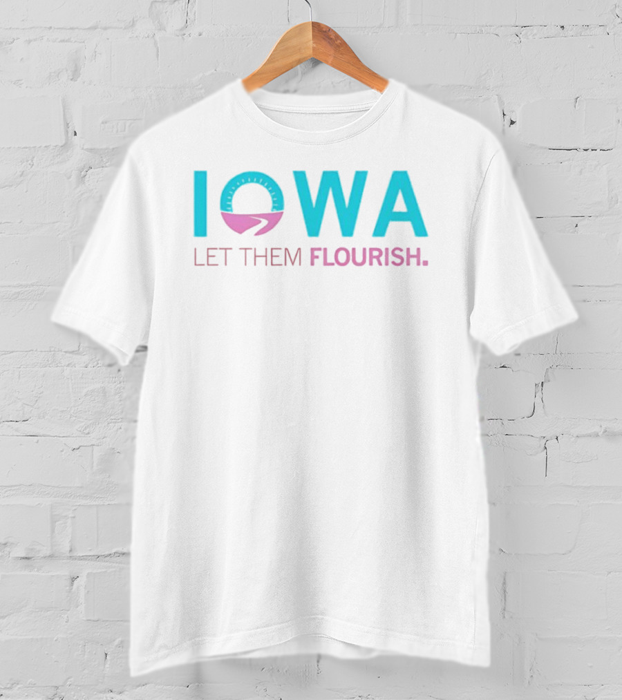 Iowa Let Them Flourish Pink Blue Circular Arrow T-Shirt