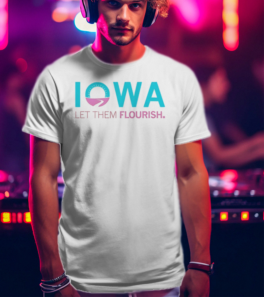 Iowa Let Them Flourish Pink Blue Circular Arrow T-Shirt