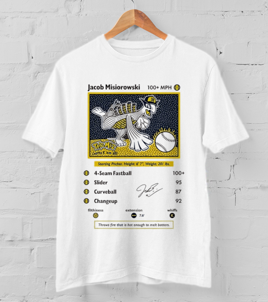 Jacob Misiorowski Milwaukee Brewers The Miz 100+ MPH Fastball Card T-Shirt