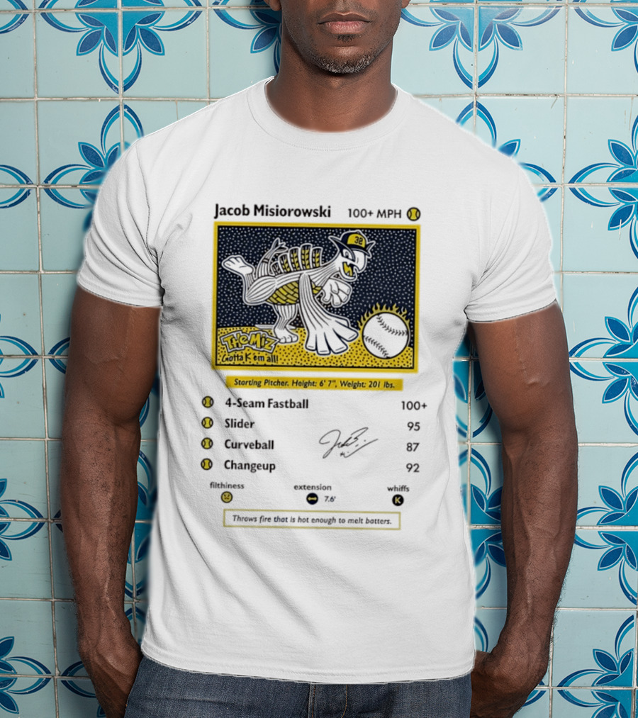 Jacob Misiorowski Milwaukee Brewers The Miz 100+ MPH Fastball Card T-Shirt
