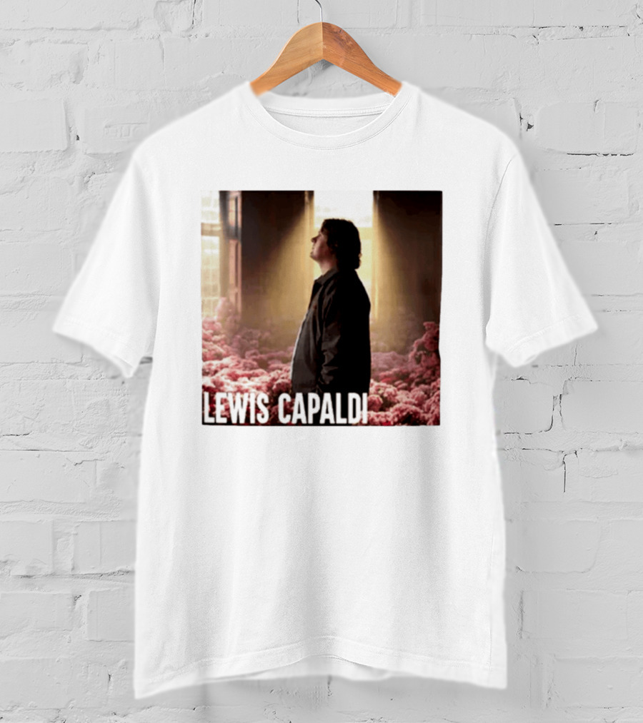 Lewis Capaldi Standing In Floral Scene With Sunlight In Concert Photo T-Shirt
