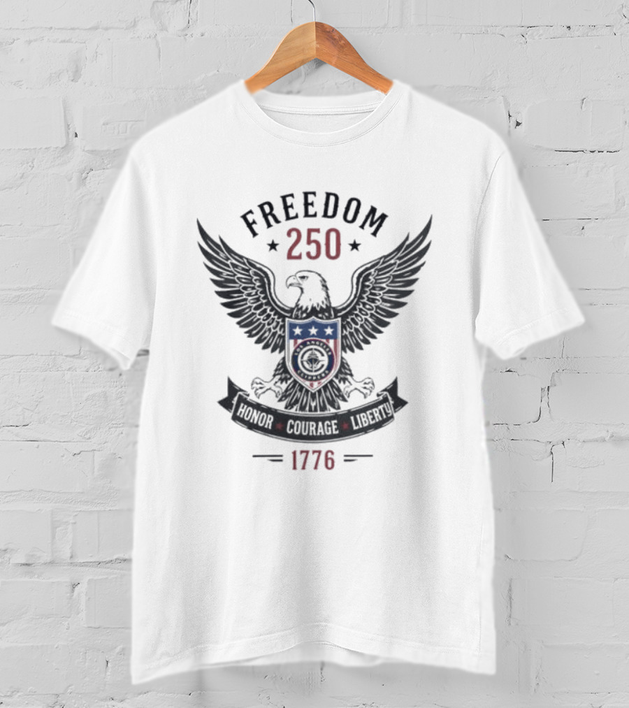 Freedom 250 Bald Eagle Honor Courage Liberty 1778 T-Shirt