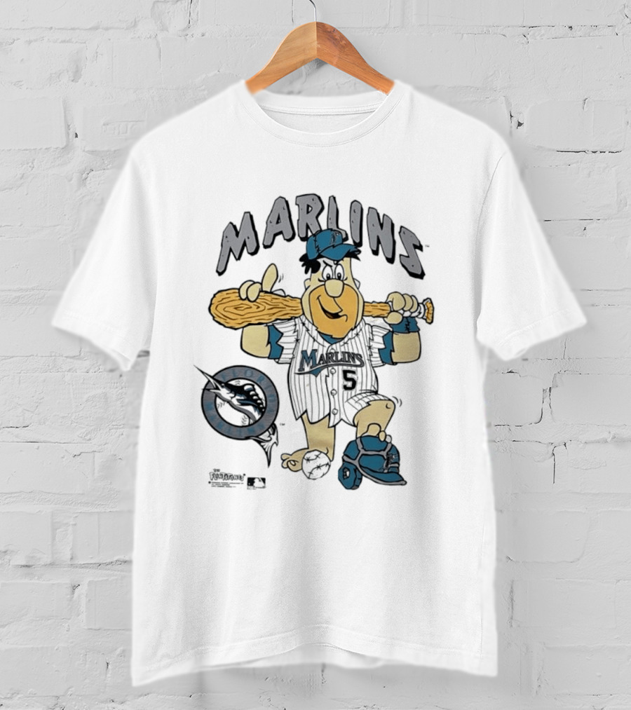Miami Marlins Fred Flintstone Baseball 1994 T-Shirt