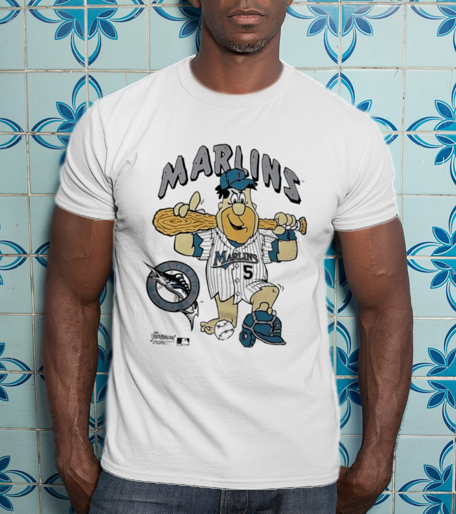 Miami Marlins Fred Flintstone Baseball 1994 T-Shirt