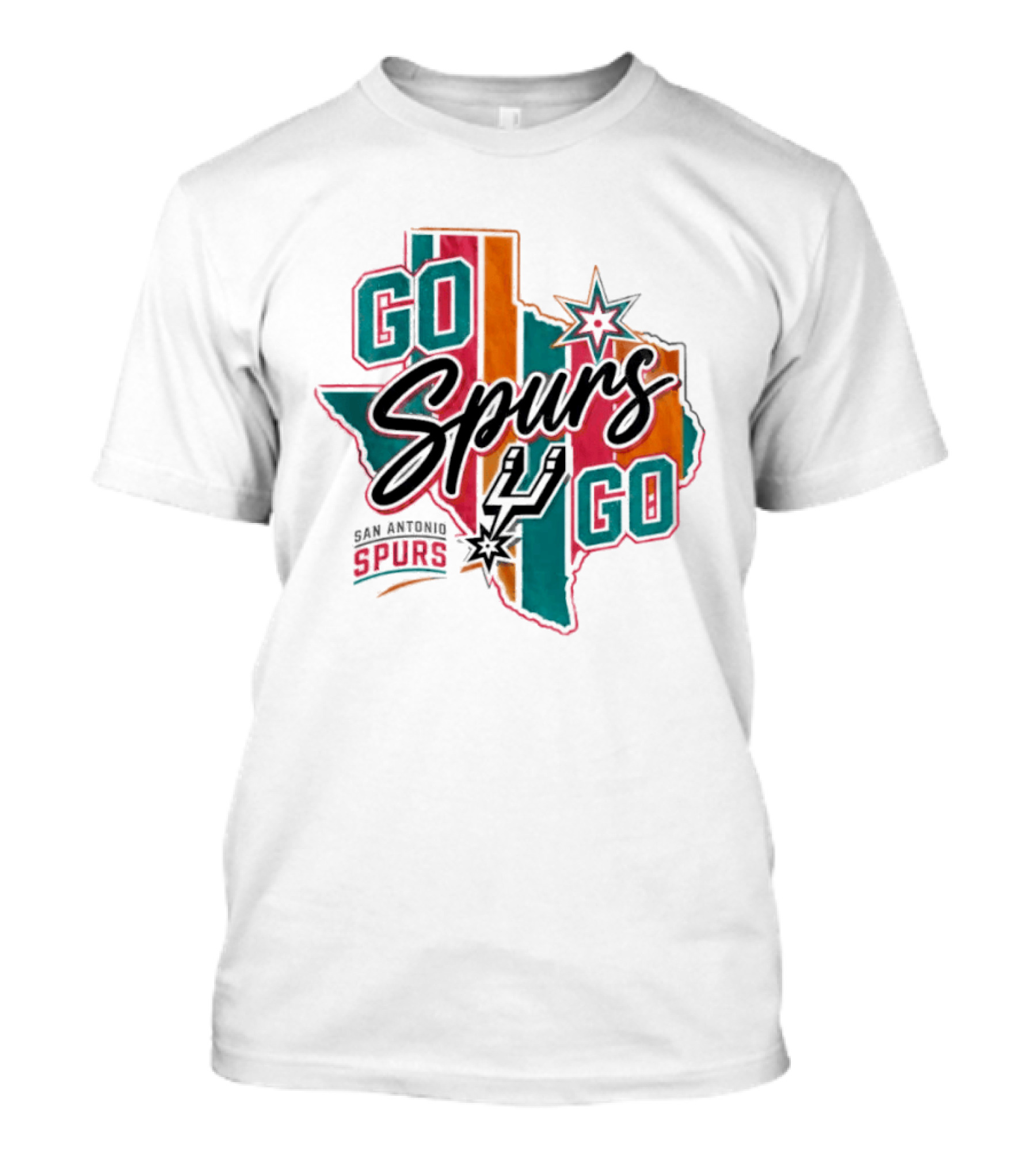 San Antonio Spurs Go Spurs Go Texas Outline NBA Team Spirit T-Shirt