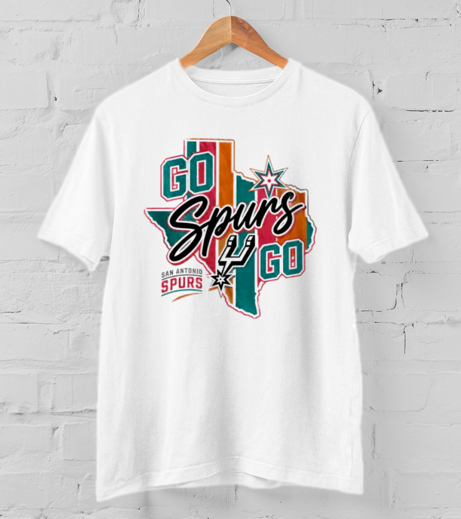 San Antonio Spurs Go Spurs Go Texas Outline NBA Team Spirit T-Shirt