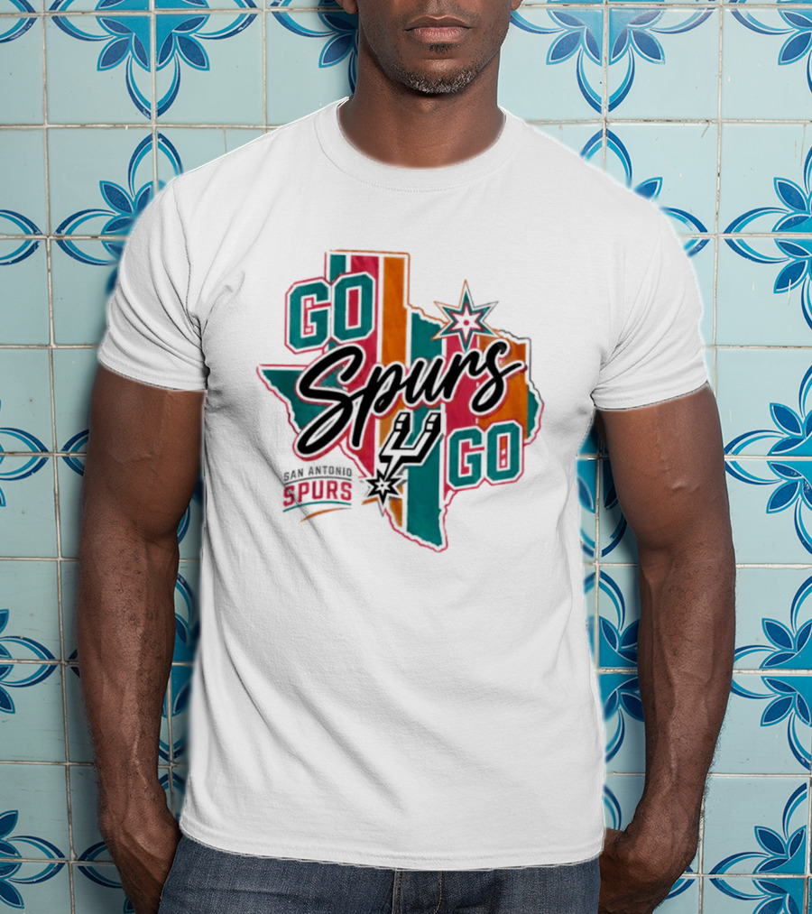 San Antonio Spurs Go Spurs Go Texas Outline NBA Team Spirit T-Shirt