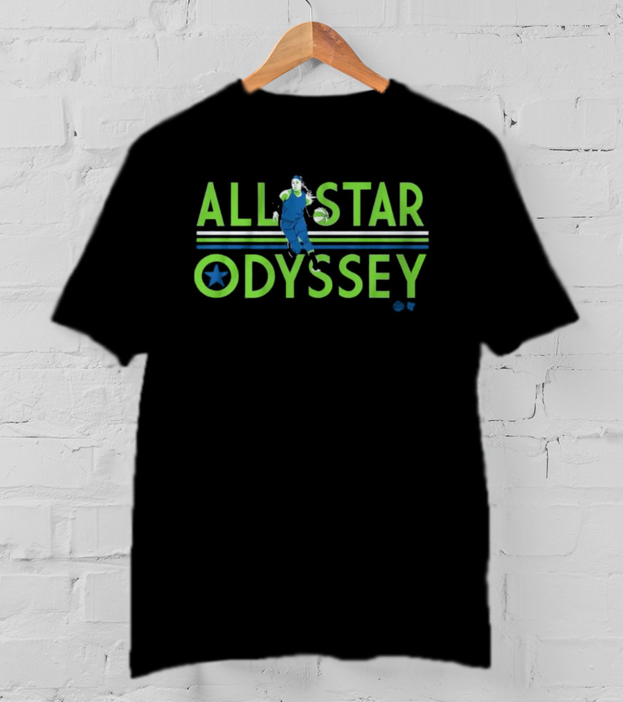 All Star Odyssey Basketball Player With Blue And Green Star T-Shirt