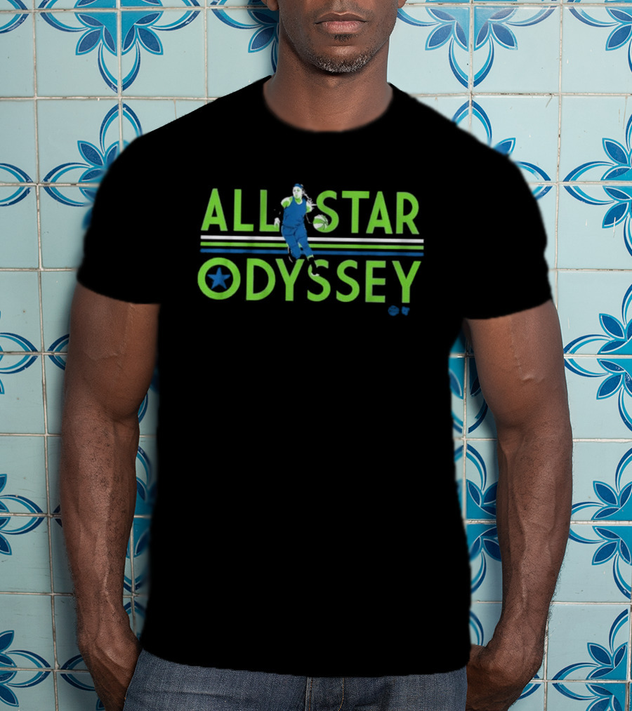 All Star Odyssey Basketball Player With Blue And Green Star T-Shirt