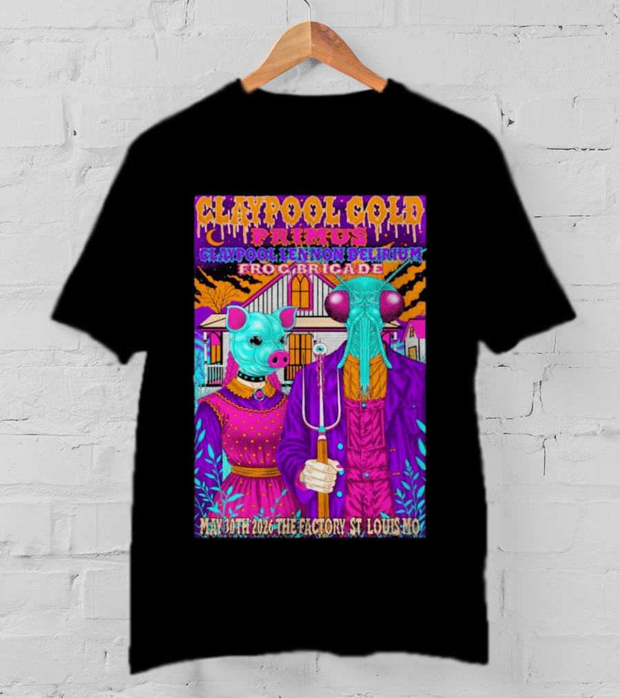 Claypool Gold Primus Lennon Delirium Frog Brigade Concert May 30th 2026 St Louis Mo T-Shirt