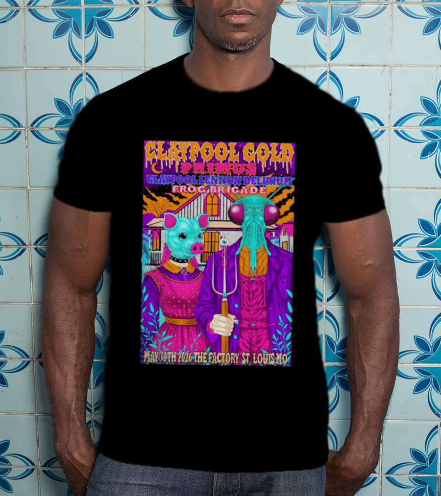 Claypool Gold Primus Lennon Delirium Frog Brigade Concert May 30th 2026 St Louis Mo T-Shirt