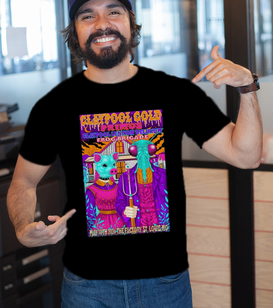 Claypool Gold Primus Lennon Delirium Frog Brigade Concert May 30th 2026 St Louis Mo T-Shirt